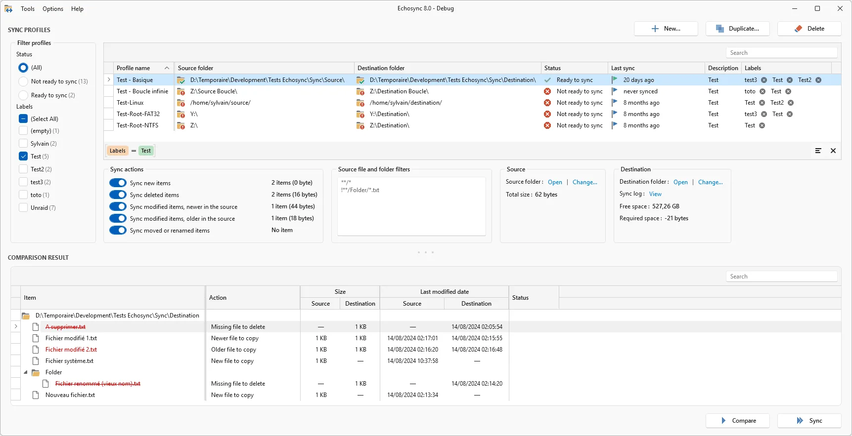New Echosync user interface
