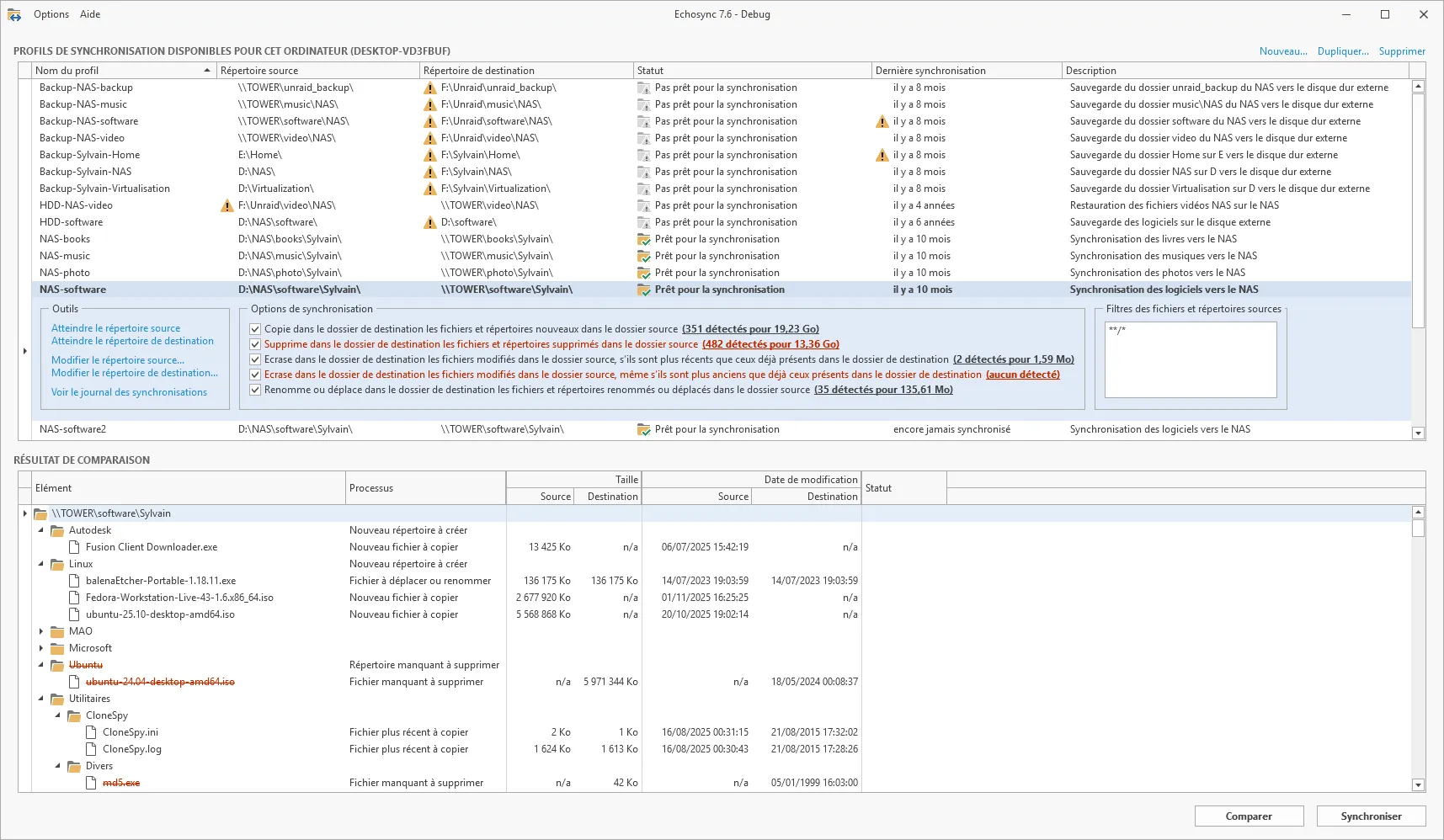 Capture d'écran d'Echosync